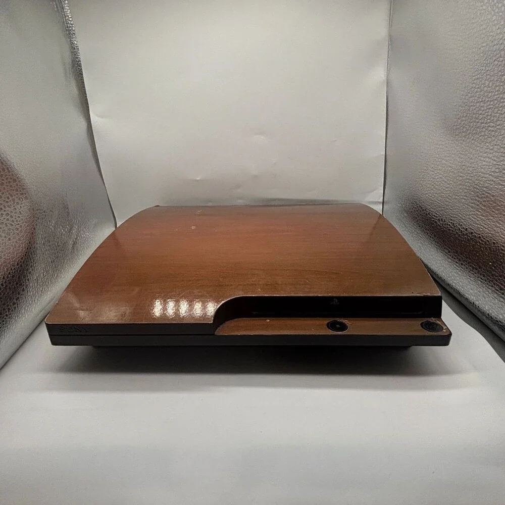 Brown PS3 Slim CECH-3001A Wood Grain Custom Skin Sony Console Only *Works READ
